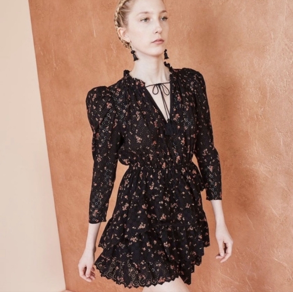 Ulla Johnson Josette Floral Lace Ruffle Cocktail Party Dress XS - Picture 12 of 12